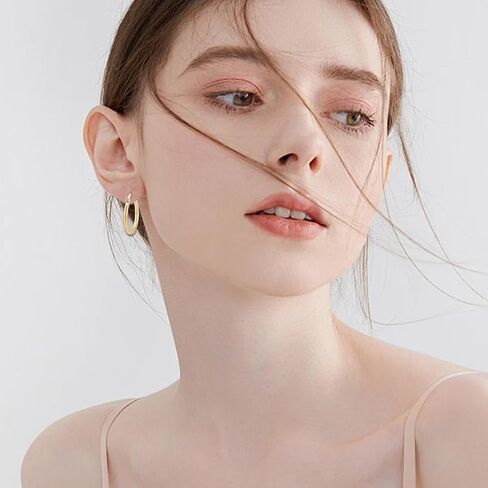 Beebeecraft 1 Box 12 Pairs Hoop Earrings 18K Gold Plated 304 Stainless Steel 20mm Cartilage Ear Cuff Tiny Hoop Hugging Earring Sleeper Earwires Components for Gift in Kuwait
