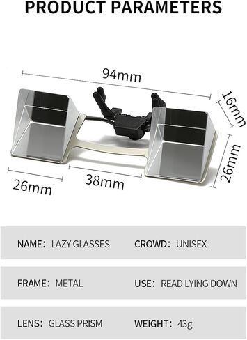 Clip on Lazy Glasses Horizontal Reading Glasses 90 Degree for Lying Down Reading or Watching TV, Knitting Up Neck Relax, Prism Eyeglasses for Looking Up Playing Mobile Phone, Neck Protection in Saudi Arabia