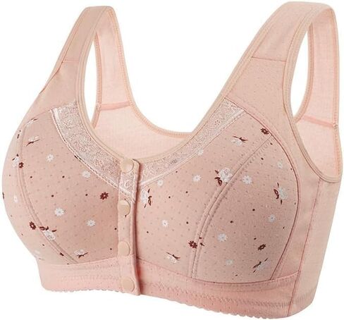 Womens Daisy Bra Front Closure Sports Bras Beauty Back Full Coverage Comfor Easy Close Bra Front Buckle Corset Beige in Saudi Arabia
