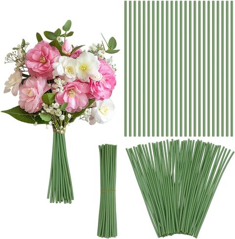 OLYCRAFT 100Pcs Flower Stem Covers 12 Inch Green Tubing Roll Tubes for Bundling Artificial Flowers Simulation Lotus Stem Bouquets Artificial Accessories for DIY Wedding Centerpiece Bouquet in Kuwait