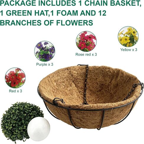 Artificial Outdoor Faux Fake Silk Realistic UV Resistant Hanging Planter Basket Potted Flowers Plants for Front Porch Patio Home Garden Spring Summer Decor in Saudi Arabia