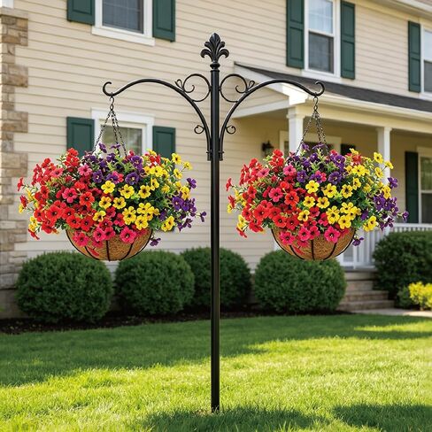 Artificial Outdoor Faux Fake Silk Realistic UV Resistant Hanging Planter Basket Potted Flowers Plants for Front Porch Patio Home Garden Spring Summer Decor in Saudi Arabia
