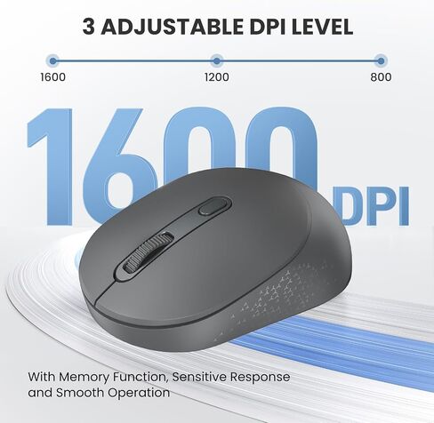 TECKNET Bluetooth Mouse, BT 5.2/3.0 and 2.4G Computer Mouse for Laptops, Small to Medium Size, Silent Click, 3-Level Adjustable DPI, 18-Month Battery, Compatible with Windows, MacOS and ChromeOS Black in Kuwait