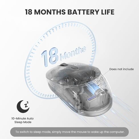 TECKNET Bluetooth Mouse, BT 5.2/3.0 and 2.4G Computer Mouse for Laptops, Small to Medium Size, Silent Click, 3-Level Adjustable DPI, 18-Month Battery, Compatible with Windows, MacOS and ChromeOS Black in Kuwait