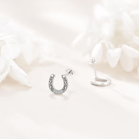 Horseshoe Earrings Lucky Horseshoe Stud Earrings Horseshoe Jewelry for Women Men Birthday Graduation Gifts for Mom Sister Daughter in Saudi Arabia