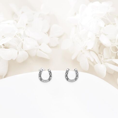 Horseshoe Earrings Lucky Horseshoe Stud Earrings Horseshoe Jewelry for Women Men Birthday Graduation Gifts for Mom Sister Daughter in Saudi Arabia