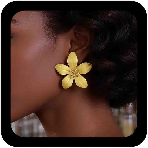 Boho White Large Flower Earrings Enamel Floral Petal Statement Earrings Metal Cute Cherry Blossom Daisy Stud Earring Jewelry for Women in Saudi Arabia