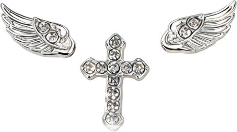 Sterling Silver Angel Wing & Cross Stud Earrings Set - Sparkly Rhinestone Helix Piercing Jewelry, Gothic Punk Cartilage Studs for Women Men Daily Wear in Saudi Arabia