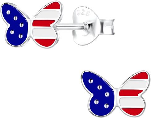 ICYROSE 925 Sterling Silver USA American Flag 4th of July Stud Earrings (Nickel Free) Fourth of July jewelry in Kuwait