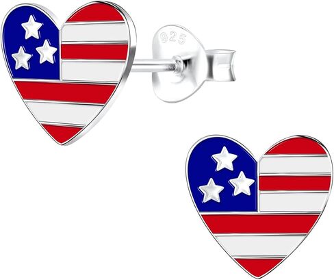 ICYROSE 925 Sterling Silver USA American Flag 4th of July Stud Earrings (Nickel Free) Fourth of July jewelry in Kuwait