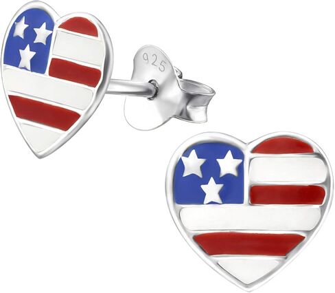 ICYROSE 925 Sterling Silver USA American Flag 4th of July Stud Earrings (Nickel Free) Fourth of July jewelry in Kuwait
