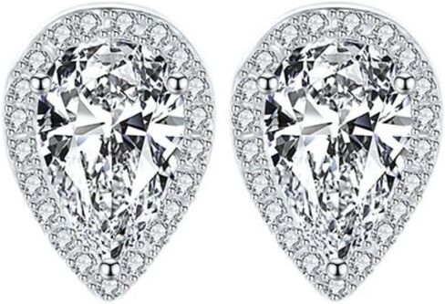 14K Gold 1ct D-color VVS1 Clarity Oval/Pear Cut Brilliant Diamond Waterdrop Stud Earrings for Women, Ideal Wedding Gifts for Wife in Saudi Arabia