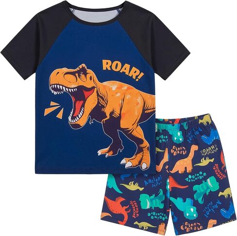 FIOBEE Boys Short Sleeve Pajamas Set Raglan Top & Shorts Toddler Kids Summer Sleepwear Ultra-Soft Loose Fit PJs Outfit 2-9T in Saudi Arabia