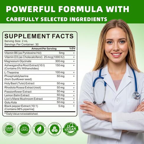 13 in 1 Cortisol Reducer for Women - Cortisol Supplements with Magnesium Glycinate, Ashwagandha, L-Theanine, Supports Stress Relief, Sleep, Hormone Balance & Mood, Fast Absorbing Formul (Lemon Flavor) in Saudi Arabia