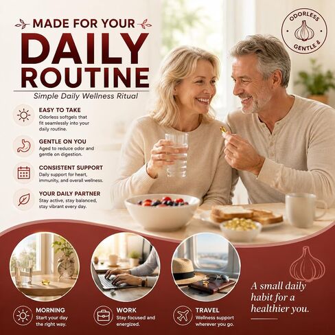 Elare Aged Garlic Extract - 300 Aged Odorless Garlic Extract Softgels, Vitalisse AJO Envejecido, 2-Year Matured, Heart & Immune Antioxidant Supplements, Vegetarian, Non-GMO, All-Natural, Gluten-Free in Saudi Arabia