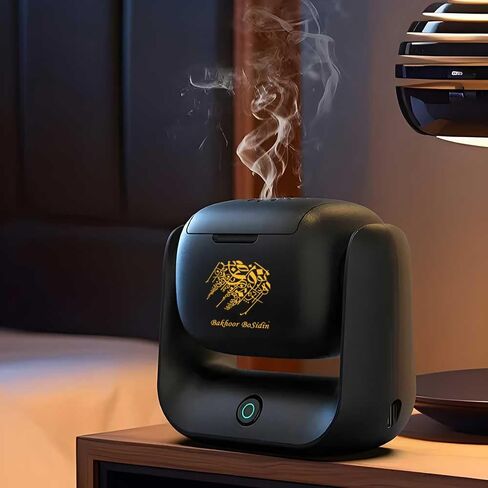 Upgraded Rotational Incense Burner with 90° Rotation, 1500 mAh Battery Capacity, Type-C Charging Port, Modern Bakhoor Burner with LED Indicator, Ideal for Home, Office, and Car in Kuwait