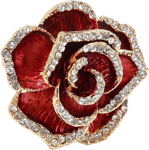 Women Flower Brooch Pin Petal Burgundy Wedding Exquisite Retro Alloy Rhinestone Petal Brooch Pin Party Elegant Exquisite Art Brooch for Women Brooch Simple Pin in Kuwait
