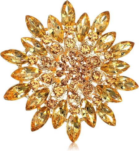 Gold Brooches For Women, Gold Brooch Pin Sunflower Brooch Pin with Rhinestones for Dress, Coat, Hat, and Scarf Decoration in Saudi Arabia