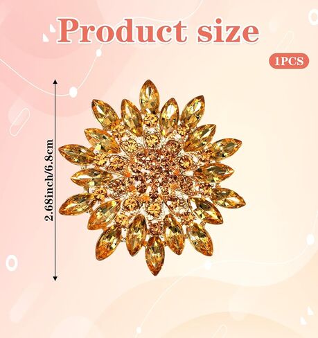 Gold Brooches For Women, Gold Brooch Pin Sunflower Brooch Pin with Rhinestones for Dress, Coat, Hat, and Scarf Decoration in Saudi Arabia
