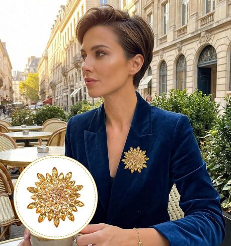Gold Brooches For Women, Gold Brooch Pin Sunflower Brooch Pin with Rhinestones for Dress, Coat, Hat, and Scarf Decoration in Saudi Arabia