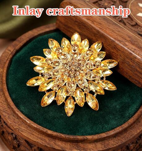 Gold Brooches For Women, Gold Brooch Pin Sunflower Brooch Pin with Rhinestones for Dress, Coat, Hat, and Scarf Decoration in Saudi Arabia