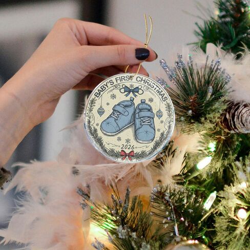 2026 Baby's First Christmas Ornaments for Tree - Baby Boy Blue Shoes - Newborn Baby Gift - Ornament for Couples, Wedding, Anniversary - Christmas Ornaments - Christmas Decorations - 3.6 in Acrylic in Saudi Arabia