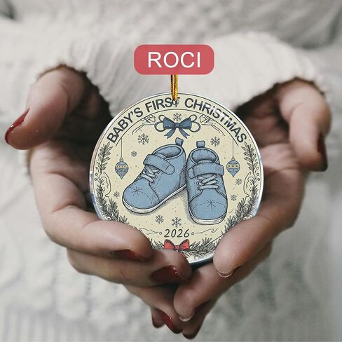 2026 Baby's First Christmas Ornaments for Tree - Baby Boy Blue Shoes - Newborn Baby Gift - Ornament for Couples, Wedding, Anniversary - Christmas Ornaments - Christmas Decorations - 3.6 in Acrylic in Saudi Arabia