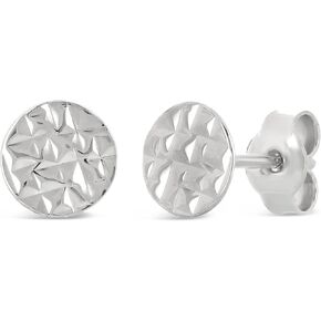 Italian 14k Yellow or White Gold Textured Thumbtack Medallion Stud Earrings in Kuwait