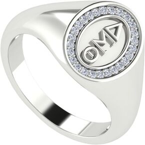 Delta Sigma Theta Rings for Women,Sterling Silver Classic Oval Letter Ring with White Cubic Zirconia in Saudi Arabia