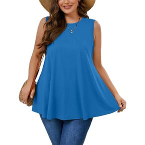 AusLook Plus Size Women's Tank Tops Summer Crew Neck Sleeveless Flowy Tops Business 2026 Basic Loose Dressy Work Shirts in Saudi Arabia