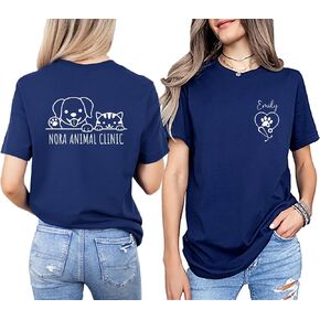 Custom Veterinary Clinic T-Shirt – Personalized Name Front & Vet Clinic Back – Vet Tech, Veterinarian Uniform Shirt, Animal Hospital Gift - Custom Vet Shirt Multi in Saudi Arabia