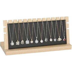 KUKUVR Wooden Necklace Display Stand, Detachable PU Pad Jewelry Organizer Holder for Necklace Pendant Bracelet Chain Earring, Jewelry Display for Selling, Retail, Home Storage (Black PU) in Saudi Arabia
