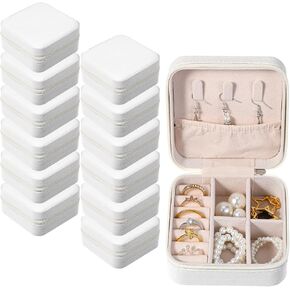 Kifmurase 12Pcs Travel Jewelry Case, Bridesmaid Gifts Box, Small PU Leather Jewelry Organizer, Portable Mini Storage Boxes for Women Bridesmaid Proposal Gifts (White) in Saudi Arabia