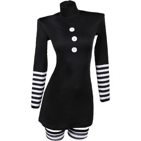 The Puppet Costume Marionette Cosplay Black Dress Striped Stocking Puppet Marionette Adults Women Halloween Outfits (Black, S) in Saudi Arabia