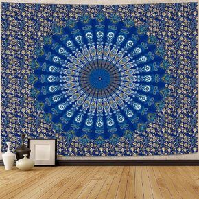 FENDROM Blue Mandala Tapestry Wall Hanging Vintage Tapestries Aesthetic Hippie Wall Decor Bohemian Wall Art Boho Flower Home Decoration for Bedroom,Living Room,Dorm in Saudi Arabia