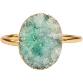 Natural Druzy Gemstone Handmade Gold Plated Adjustable Oval Ring Stone Size approximately 10 * 12mm in Saudi Arabia