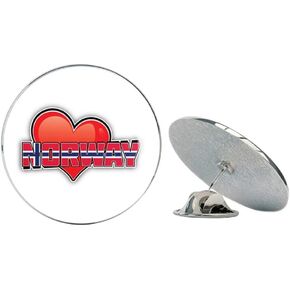 Norway Art Heart Flag Travel Slogan Round Metal 0.75" Lapel Pin Hat Shirt Pin Tie Tack Pinback in Saudi Arabia