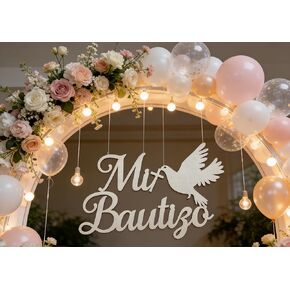 Decorative Mi Bautizo Sign,Wooden Religious Baptism Wall Decor, Children's Birthday Party Decoration,for Baptism,Bedroom,Garden, Birthday, Christmas,Para Niño Niña,Baby Shower in Saudi Arabia