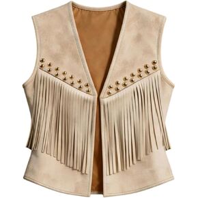 GORGLITTER Women's Sleeveless Western Cowgirl Rodeo Outfit Fringe Vests Tops Business Casual Country Concert Outfits in Kuwait