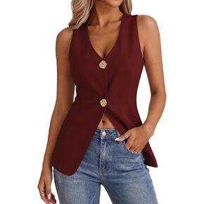 Mina Self 2026 Summer Womens Sleeveless Vest Tops Breasted V Neck Trendy Casual Work Office Slim Outwear Suit Jacket in Saudi Arabia