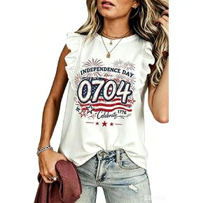 Melliflo Womens Ruffle Short Sleeve Crewneck Striped Shirt Casual Blouses Business Work Tops Summer Outfits Tank Tops in Saudi Arabia