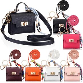 Shinylin 6 Pcs Mini Backpack Keychain Cute Cosmetic Bag for Women PU Leather Makeup Bag Key Pocket Lipstick Bags Card Holder Data Cable Organizer Zipper Pouch with Lanyard Ideal for Gift (Elegant) in Saudi Arabia