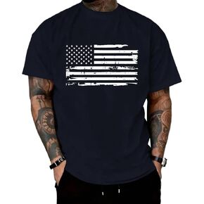 KESIHAN Men's American Flag T-Shirt Vintage Patriotic USA Graphic Tee Cotton Crewneck Short Sleeve 4th of July Shirt in Saudi Arabia