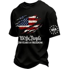 Men's 4th of July 250th Anniversary T-Shirt 1776-2026 Tee Vintage Distressed American Flag Short Sleeve Shirt in Saudi Arabia