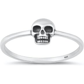 CloseoutWarehouse 925 Sterling Silver Smiling Mini Skull Ring in Kuwait