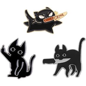 3pcs Funny Black Cat Enamel Pins, Cool Cat Badge Brooch for Women Men, Cute Lapel Pin for Jackets, Bags, Hats, Backpacks in Saudi Arabia