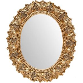 JANDERART Small Oval Vintage Mirror 12.5x10.5 Inch, Antique Ornate Decorative Mirror for Desk & Wall, Vanity Mirror for Makeup, Gold in Saudi Arabia
