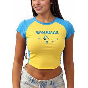 Y2K Baby Tees for Women Graphic Short Sleeve Crop Tops Slim Fit Jersey Vintage 2000s Streetwear in Saudi Arabia