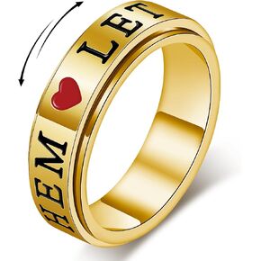 AmorArtSky Fidget Ring for Women - Let Them Spinner Ring for Anxiety & Stress Relief, Stainless Steel Enamel Jewelry | Silent Sensory Accessory for Work & Focus, Gift for Her, Sizes 6-10 in Saudi Arabia