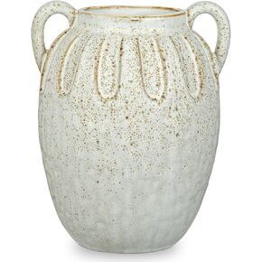 Vintage Ceramic Vase with 2 Handles,Farmhouse White Vase for Home Decor, Petal-Like Pluting Rustic Vase for Flower, Centerpiece Table Decoration 6.1 Inch in Kuwait